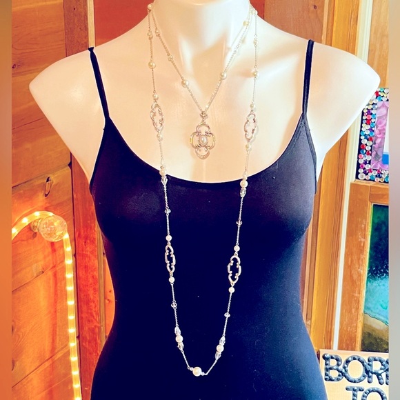 3 BRIGHTON BELLISSIMA pieces 2 pearl Swarovski necklaces & earrings HARD 2 FIND - Picture 16 of 16